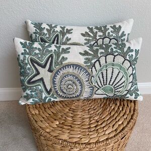 Coastal Embroidered Accent Pillow
(Both pillows)